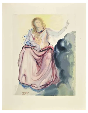 Salvador Dali, Beatrice Solves Dante’s Doubts, Woodcut, 1963