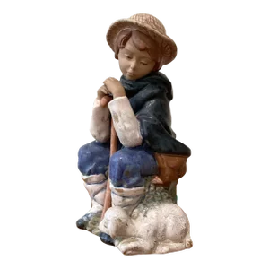 Mid 20th Century Limited Edition # 8 Ceramic Porcelain Matted Clay Figurine by Nadal Blue Stamp