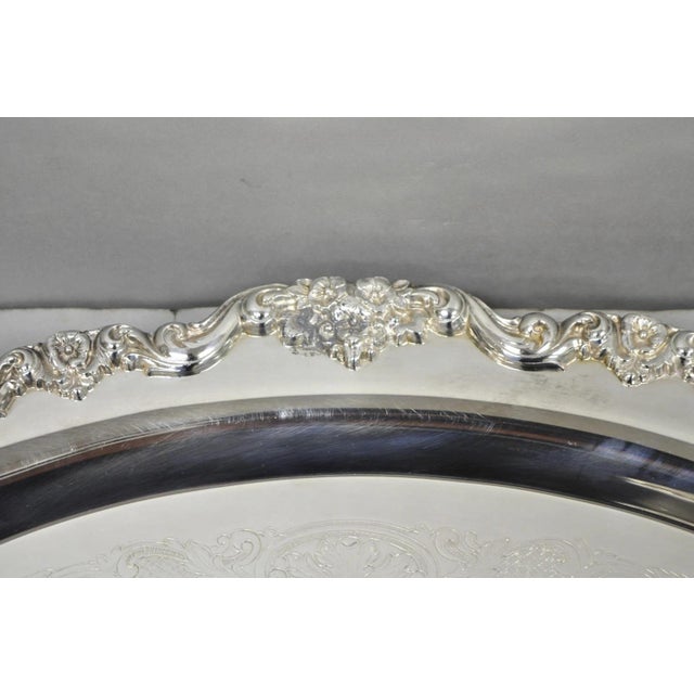 Vintage Towle Victorian Silver Plated Oval Twin Handle Serving Platter Bar Tray For Sale - Image 4 of 17