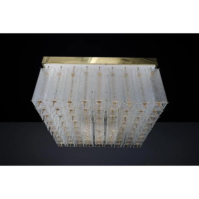 Bohemian Flush Mount in Textured Glass and Brass, 1960s For Sale - Image 6 of 18