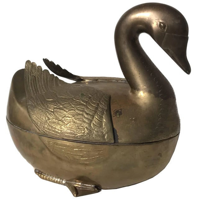 Brass Patinated Brass Garden Decor Duck or Swan Motif Planter For Sale - Image 8 of 8