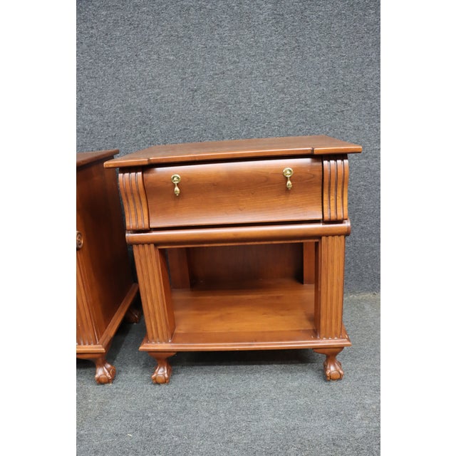 Pair of Dutch Designs Cherry Wood Traditional Nightstands For Sale - Image 4 of 13