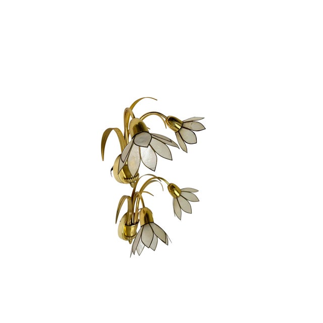 Metal Brass and Lotus Flower Wall Lights by Sa Boulanger, 1960s, Set of 2 For Sale - Image 7 of 15