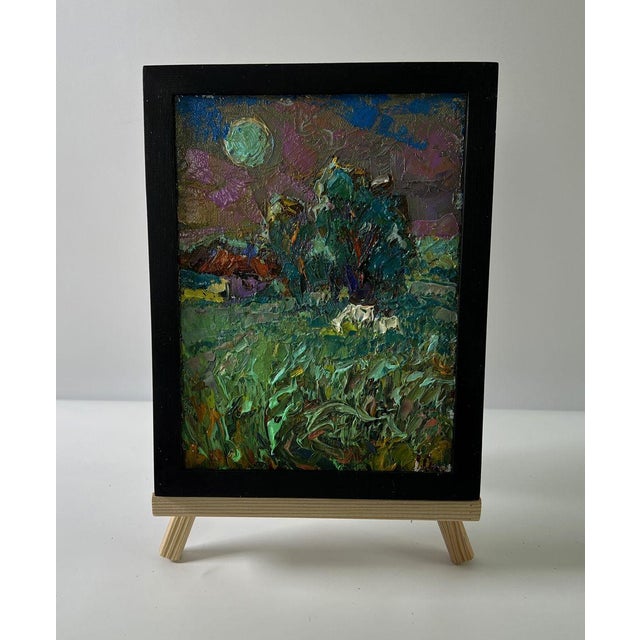 The Oil painting Canvas titled “The moon shines over the field” captures the deep, mystical atmosphere of the countryside...