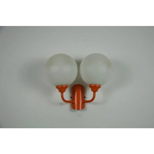 Metal Orange Metal and Opaline Glass Wall Lamps, 1960s, Set of 2 For Sale - Image 7 of 9