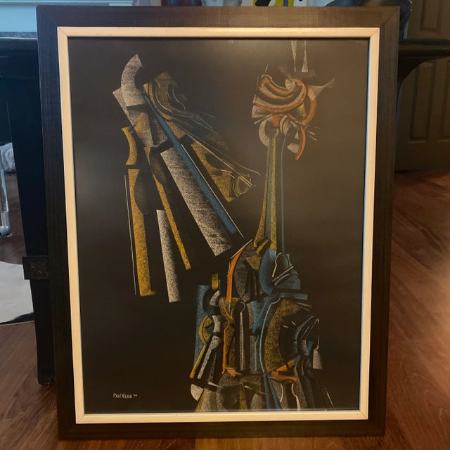 1960s Cubist Style Still Life Drawing of Instruments by Paul Nabb, Framed For Sale - Image 13 of 13