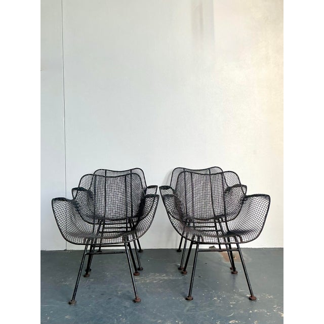 Vintage MCM Russell Woodard “Sculptura” Wrought Iron Dining Chairs - Set of 4 For Sale - Image 11 of 12
