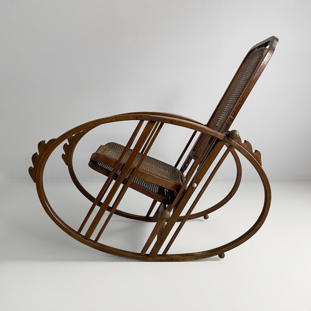 1920s Italian Art Nouveau Rocking Chair by Società Anonima Antonio Volpe, 1920s For Sale - Image 5 of 18