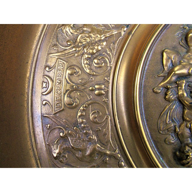 1920s Antique Large Copper Finish Zodiac Charger Wall Hanger Foundry Stamp For Sale - Image 5 of 11