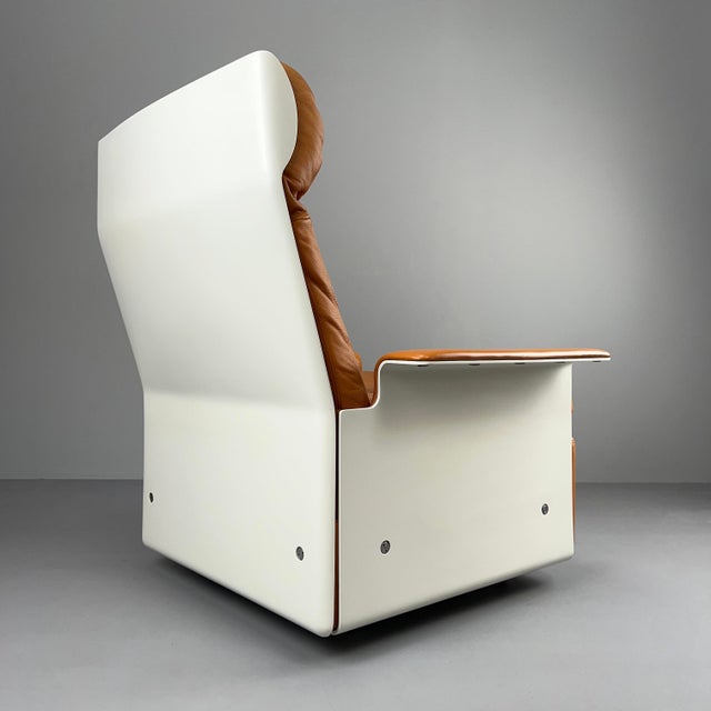 Tan RZ62 High-Back Chair in Cinnamon-Colored Leather by Dieter Rams for Vitsœ, 1960s For Sale - Image 8 of 17