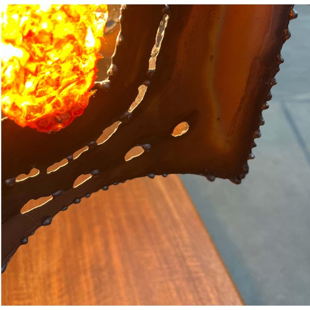 Mid-Century Modern Brutalist French Copper and Glass Pendant Lamp from Accolay, 1960s For Sale - Image 12 of 18