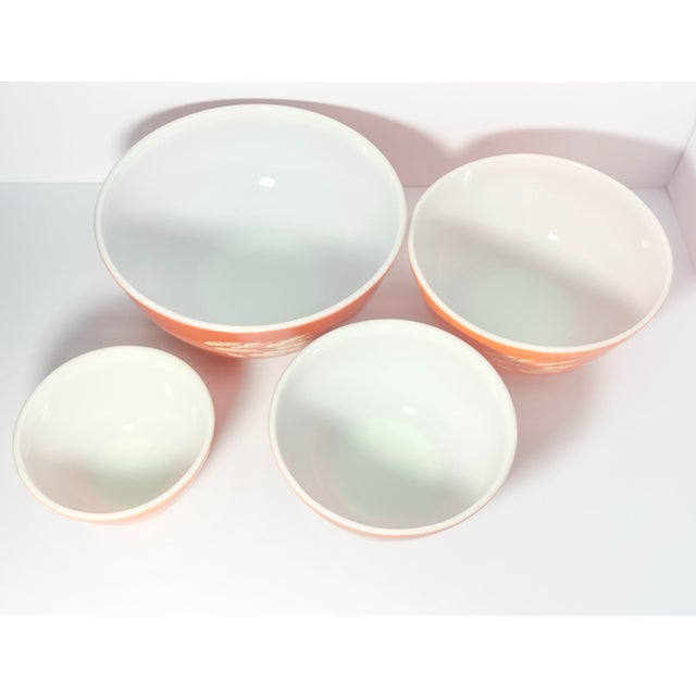 1970s Pyrex “Autumn Harvest (Wheat)” 4-Piece Orange Glass Mixing Bowl For Sale In Dallas - Image 6 of 9