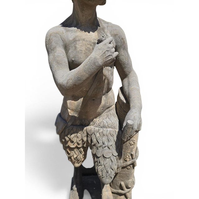 1930s Neapolitan School Artist, Large Carved Faun Sculpture, Early 20th Century, Stone For Sale - Image 5 of 15