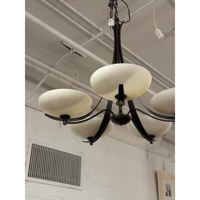 Abstract Expressionism Hubbardton Forge Aegis Five Light Chandelier For Sale - Image 3 of 12
