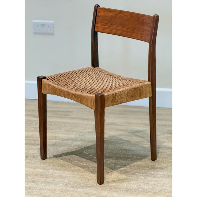 Danish Chairs in Teak and Paper Cord attributed to Poul Volther, 1960s, Set of 4 For Sale - Image 11 of 14