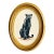Original Hand-Painted Black Panther Painting in a Vintage Oval Frame For Sale