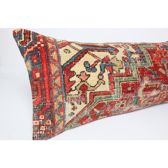 Colorful Antique Throw Lumbar Rug Pillow - Rustic Red & Blue Decorative Pillow Cover - 16'' X 43'' For Sale In Tampa - Image 6 of 11
