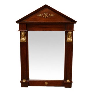 19th Century Empire Mirror with Triangular Pediment For Sale