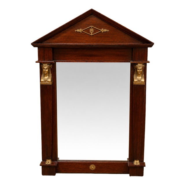 19th Century Empire Mirror with Triangular Pediment For Sale