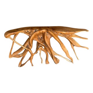 Andrianna Shamaris Organic Sculptural Teak Wood Console Table For Sale