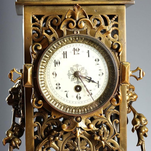 Vintage Bronze Table Clock For Sale - Image 4 of 16