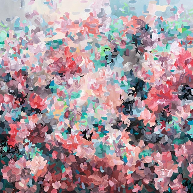 Enamored No.1 Large Organic Abstraction Painting on Canvas (40x40) For Sale