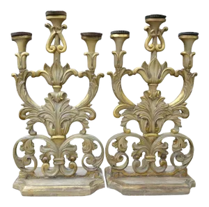 Large Italian Baroque Giltwood Altar Candelabra-Pair