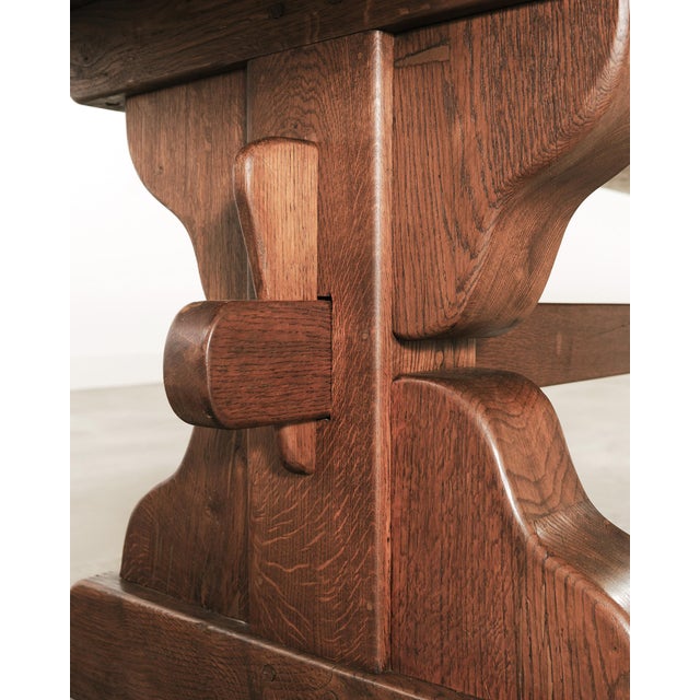 Country French Oak Refectory Farmhouse Trestle Dining Table 8 Ft. For Sale - Image 12 of 17