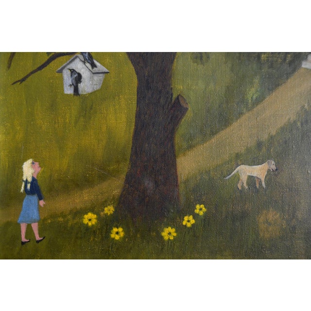 1970s Folk Art Farmhouse Landscape Scene Framed Oil on Canvas by H. Burger For Sale In Washington DC - Image 6 of 10