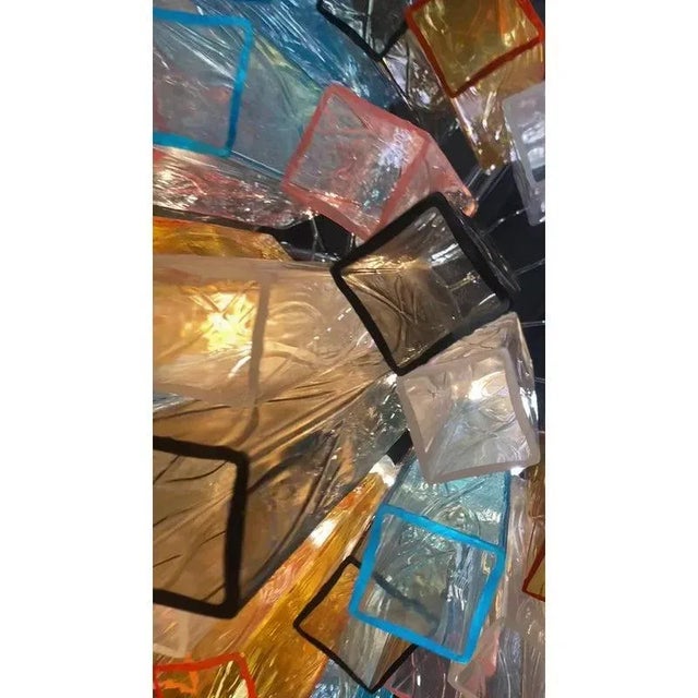 Multicolored Squared Murano Glass Chandelier by Simoeng For Sale - Image 8 of 9
