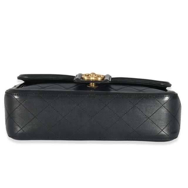 1950s Navy Black Quilted Lambskin Medium Elegant CC Flap Bag For Sale - Image 5 of 9