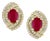 3.5 Carat Oval Natural Ruby & 1.2 Ct Diamond Stud Earrings 14 Karat Yellow Gold For Sale