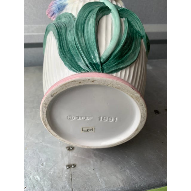 1990s Fitz & Floyd 3d Iris Flower Vase For Sale - Image 11 of 13