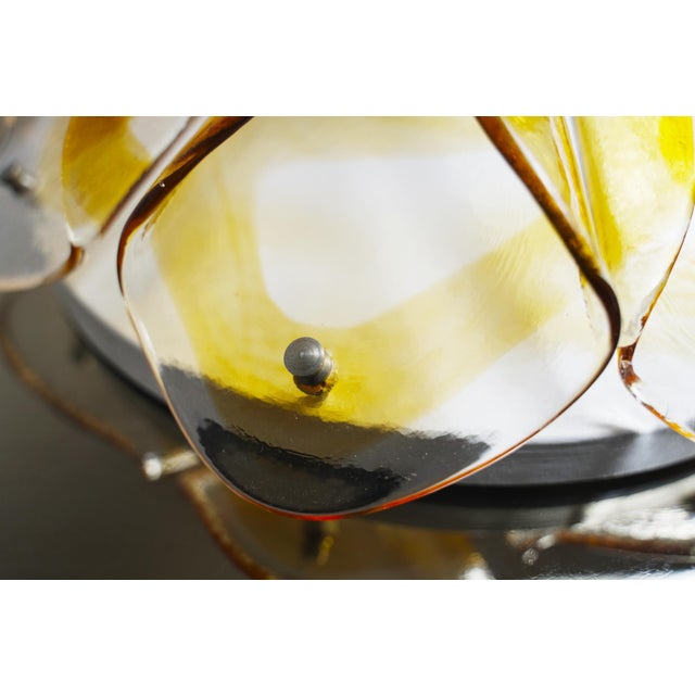 1970s Mid-Century Modern Murano Style Amber Glass Petal Ceiling Flush Mount, 1970s For Sale - Image 5 of 11