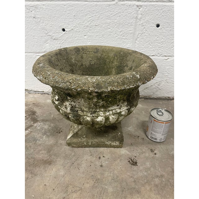 Farmhouse Vintage Asheville Estate Cast Stone Basket Weave Planters For Sale - Image 3 of 7