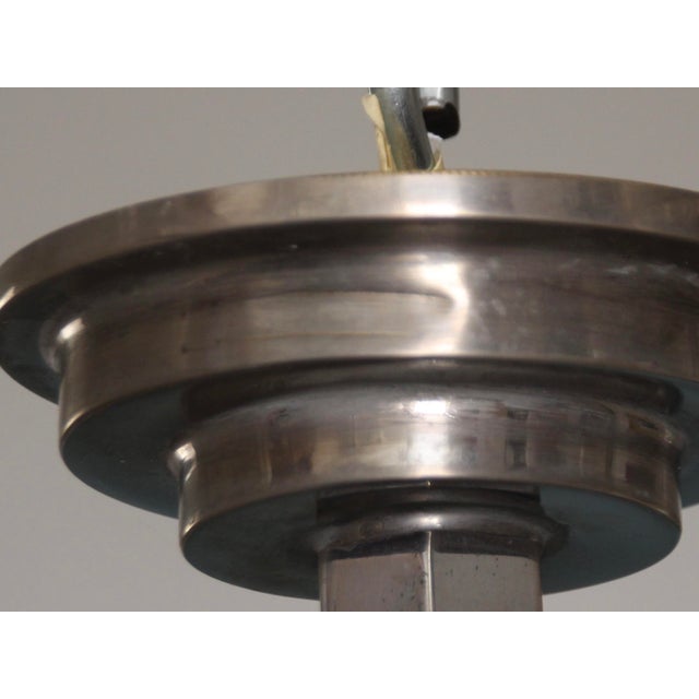 Art Deco Chromed Pendant Lamp with 3 Globes, 1930s For Sale - Image 4 of 10