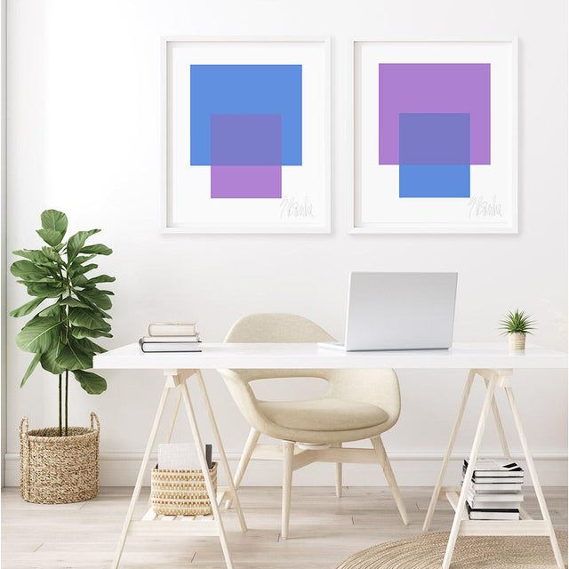 "The Interaction of Purple and Blue" by Liz Roache (Purple, Blue) This Modern, Mid Century, Contemporary Fine Art Print...