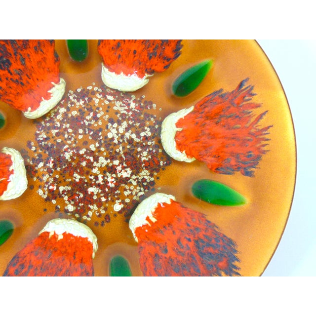 Mid Century Vintage Original Edwards Star Enamel on Copper Plate Dish Exclusively for Gump's San Francisco 15.5" Diameter For Sale In Greenville, SC - Image 6 of 9