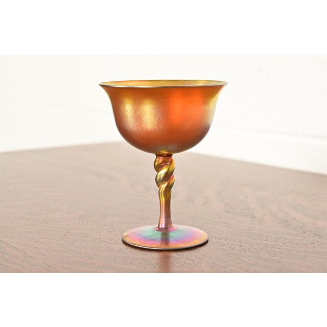 Art Deco Steuben Aurene Iridescent Art Glass Goblet For Sale - Image 3 of 10