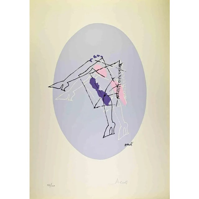 Modern Marcello Venali, Grey Oval, Lithograph, 1960 For Sale - Image 3 of 3