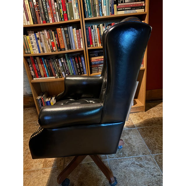 Queen Anne Global Upholstery Traditional Queen Anne Style High Back Tilter Office Chair For Sale - Image 3 of 9