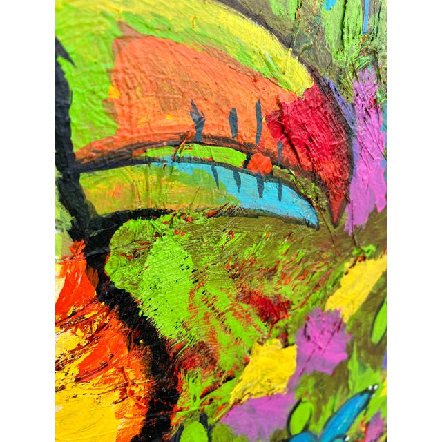 Vibrant Modern Toucan and Butterfly Oil Painting Signed For Sale In West Palm - Image 6 of 8