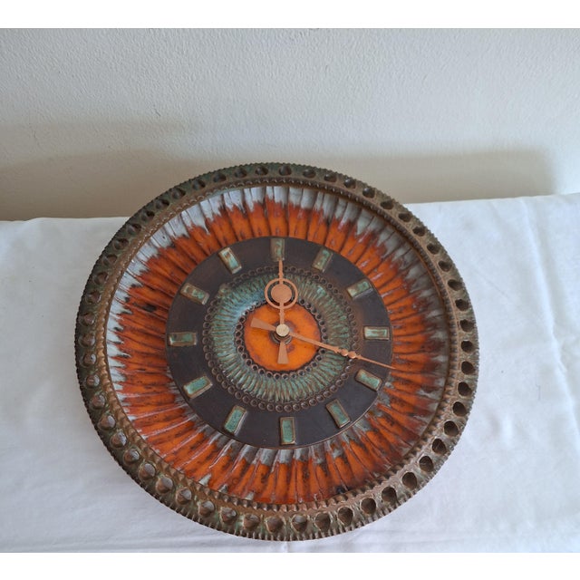 Ceramic Vintage German Wall Clock by Silberdistel, 1970s For Sale - Image 7 of 8