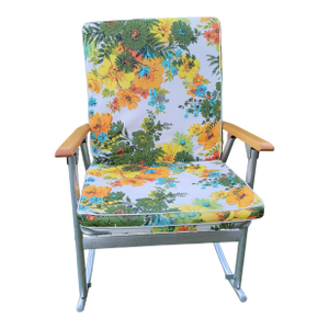 MCM Telescope Folding Furniture Floral Aluminum Rocker