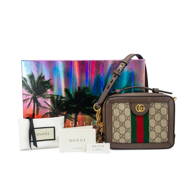 Brown Gucci Ophidia Gg Supreme Canvas & Leather Gold Hardware Top Handle Bag For Sale - Image 8 of 9