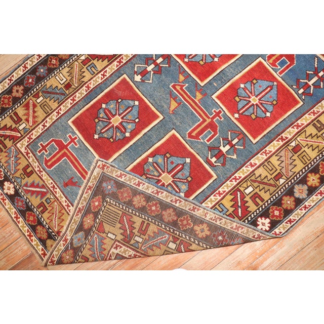 Blue 19th Century Zabihi Collection Blue Karaghashli Caucasian Rug - 3' x 5' For Sale - Image 8 of 12