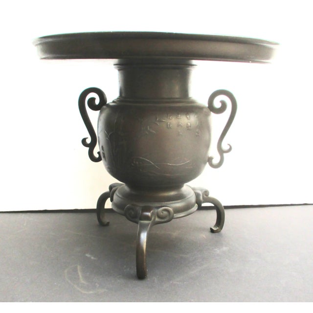 Japanese Usubata Bronze Antique Vase For Sale - Image 12 of 12