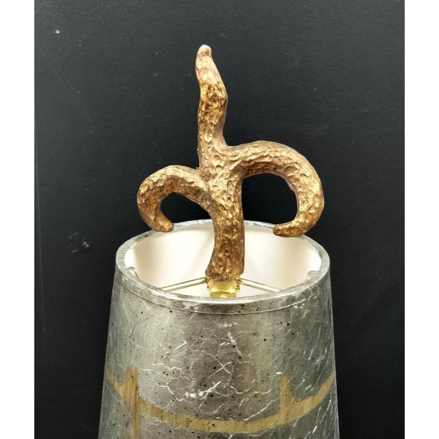 Silver Contemporary Psotmodern Gold and Silver Leaf Table Lamp by Lucas McKearn For Sale - Image 8 of 9