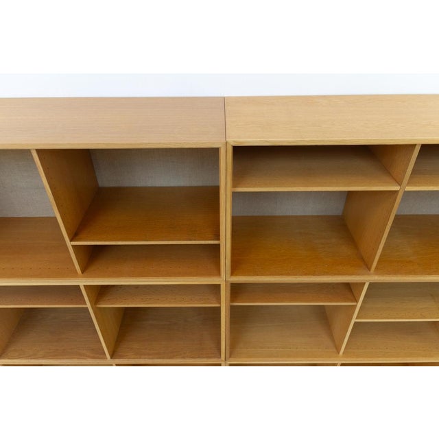1970s Danish Modern Modular Oak and Hessian Bookcase from HG, 1970s, Set of 6 For Sale - Image 5 of 18