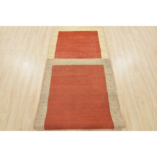 Gabbeh Runner 3’4” X 9’8” Red Wool Contemporary Hand-Knotted Oriental Rug For Sale - Image 12 of 13